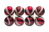 LEDgen ORN-8PK-SPL-RGW 8 Pack Red Ball Ornaments with Spiral White and Green Glitter Spiral Design