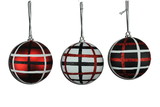 LEDgen ORN-BALL-100-3PK-MOD 100MM 3 PACK BLACK, RED & WHITE BALL ORNAMENTS