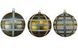 LEDgen ORN-BALL-100-3PK-TRS 100MM 3PACK GOLD, SILVER & WHITE BALL ORNAMENTS