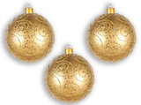 LEDgen ORN-BALL-140-GO-3PK 3 Pack 140mm Gold Ball Ornament with Gold Glitter Design