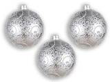 LEDgen ORN-BALL-140-SLV-3PK 3 Pack 140mm Silver Ball Ornament with Silver Glitter Design