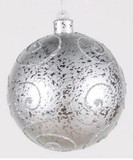 LEDgen ORN-BALL-200-SLV Silver Ball 200mm Ornament with Silver Glitter Design