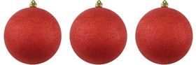 LEDgen ORN-BKRG-150-RE-UV 3 Pack 150mm 6" Glitter Red Ball Ornament