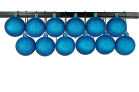 LEDgen ORN-BLKG-100-AQ-12PK 12 Pack 100mm 4" Aqua Glitter Ball Ornament with Wire