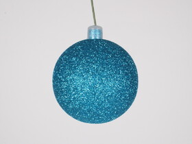 LEDgen ORN-BLKG-250-AQ-W 10" 250mm Aqua Glitter Ball Ornament with Wire