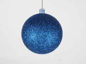 LEDgen ORN-BLKG-250-BL-W 10" Blue Glitter 250mm Ball Ornament with Wire