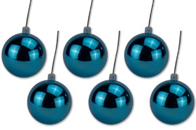 LEDgen ORN-BLKS-120-AQ-6PK 6 Pack 120mm 5" Shiny Aqua Ball Ornament with Wire and UV Coating