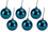 LEDgen ORN-BLKS-120-AQ-6PK 6 Pack 120mm 5" Shiny Aqua Ball Ornament with Wire and UV Coating