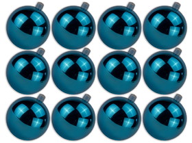 LEDgen ORN-BLKS-60-AQ-12PK 12 Pack 60mm 2.5" Shiny Aqua Ball Ornament with Wire and UV Coating