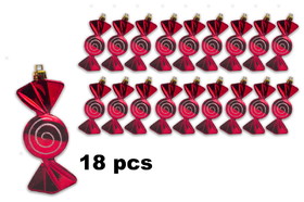 LEDgen ORN-CDY-18PK-SWL 18 Pack Red and White Candy Ornaments with Spiral Design
