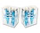 LEDgen ORN-FIN-24PK-SFLN-AW 24 Pack Aqua and White Finial Ornaments with Snowflake and Line Glitter Design