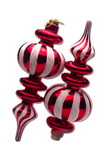 LEDgen ORN-FIN-2PK-RW 2 Pack Red Finial Ornament with White Glittered Stripes