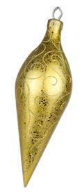 LEDgen ORN-FIN-A-16-GO 16" Finial Ornament Gold with Gold Glitter Swirl