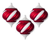 LEDgen ORN-ONION-150-CDY-3PK 3 Pack 150mm Onion Ornament Candy Collection Red and White