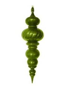 LEDgen ORN-OVS-FIN-43-LG 43" Large Lime Green Finial Ornament with Lime Green Glittered Stripes