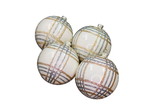 LEDgen ORN-STRP-BALL-80-TRS 80MM WHITE CHAMPAGNE & SILVER STRIPE BALL ORNAMENT