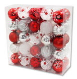 LEDgen ORNPK-ASTB-CDY-50 50 Pack Red and White Assorted Ball Ornaments