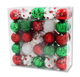 LEDgen ORNPK-ASTB-MRY-50 50 Pack Red, Green, White and Clear Assorted Ball Ornaments
