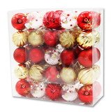 LEDgen ORNPK-ASTB-TRAD-50 50 Pack Red, Gold and Clear Assorted Ball Ornaments