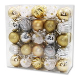 LEDgen ORNPK-ASTB-TREAS-50 50 Pack Gold, Silver and Clear Assorted Ball Ornaments
