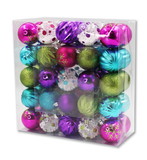 LEDgen ORNPK-ASTB-VIC-50 50 Pack Hot Pink, Purple, Teal, Lime Green and Clear Assorted Ball Ornaments
