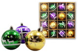 LEDgen ORNPK-BALL-MARDI-16 16 Pack Green, Gold and Purple Assorted Ball Ornaments