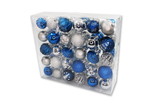 LEDgen ORNPK-BO-BLS-60 60 Pack Blue and Silver Assorted Ball and Onion Ornaments