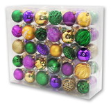 LEDgen ORNPK-BO-MARDI-60 60 Pack Green, Gold, Purple Assorted Ball and Onion Ornaments