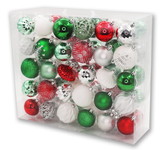 LEDgen ORNPK-BO-MRY-60 60 Pack Red, Green and White Assorted Ball and Onion Ornaments
