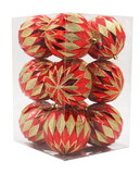 LEDgen ORNPK-DIMB-TRAD-12 12 Pack Red and Gold Assorted Ball Ornaments