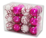 LEDgen ORNPK-LOOPS-HPI-24 24 Pack Hot Pink and White Loop Design Ball Ornaments