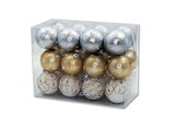 LEDgen ORNPK-LOOPS-TREAS-24 24 Pack Gold, Silver, and White Loop Design Ball Ornaments