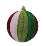 LEDgen ORNPK-STRPB-MRY-12 12 Pack White, Lime Green and Green Glitter Assorted Ball Ornaments