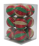 LEDgen ORNPK-STRPB-TRADG-12 12 Pack Red, Gold and Green Assorted Ball Ornaments