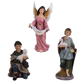 LEDgen QC-NAT-12-A2S 3 Piece Set Angel and 2 Shepherds 12" Nativity Set