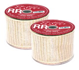 Winterland RBN-5013057-BEGOSL-2PK 2 Pack of 30' Beige Ribbon with Metallic Gold and Silver Stripes