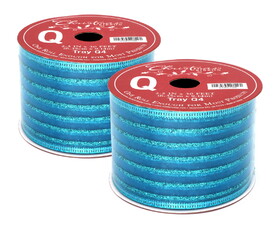 LEDgen RBN-5185798-BL-2PK 2 Pack of 30' Aqua Ribbon with Thin Glitter Stripes