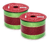 LEDgen RBN-5453345-LGRE-2PK 2 Pack of Lime Green Ribbon with a Red Stripe Center