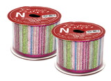 LEDgen RBN-5454707-PILGAQ-2PK 2 Pack of 30' Mesh Ribbon with Hot Pink, Lime Green, and Aqua Glitter Stripes