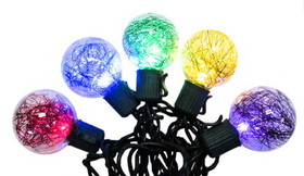 Winterland S-10G40TN5M-12G G40 , Tinsel, 10 Multi-Colored Lights, 5MM LEDs, Green Wire, Stackable Plug