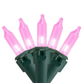 Winterland S-35T5PI-4G 35 Pink T5 LED Lights 4" Spacing on Green Wire