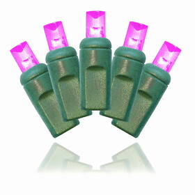 Winterland S-50MMPI-6GST 50 Pink Strobe 5mm Lights 6" Spacing on Green Wire