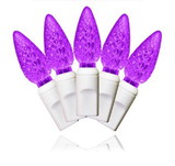 Winterland S-70C6PU-4W - 70 Count Standard Grade C6 Faceted Purple Led Light Set With In-Line Rectifer On White Wire