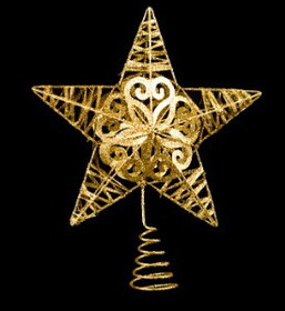 LEDgen TOPPERG-10-GO 10" Metal Glittered Gold Star Tree Topper