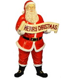Winterland WL-SANTA-58-SIGN 5' Polyresin Santa with Merry Christmas Sign