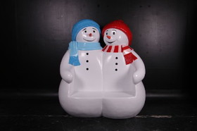 Winterland WL-SNMN-BENCH-DBL Polyresin Double Snowman Seat Bench
