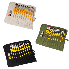 22 Slots Paint Brush Holder, Canvas Roll-up Pencil Bag
