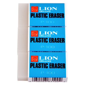 LION P-100P Translucent White Plastic Erasers