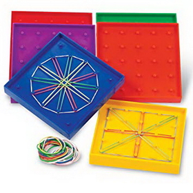 Learning Resources LER0425 5" Double-Sided Assorted Geoboards, Set Of 6