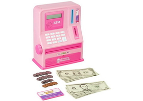 Learning Resources LER2625P Pretend and Play&#174; Teaching ATM  Bank - Pink